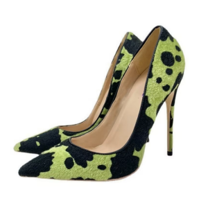Green-Black Animal Print Calf Hair Pointed-Toe Stiletto Pumps